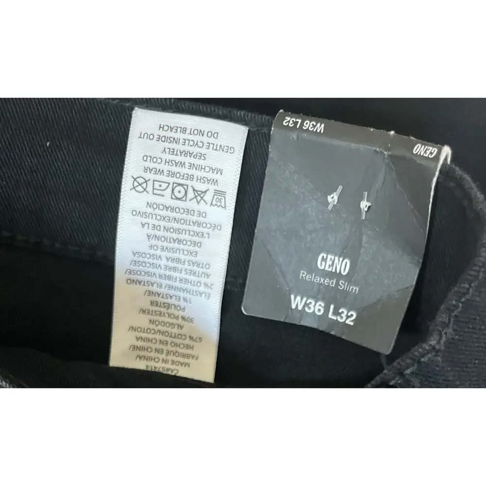 True Religion Jeans Mens 36x32 Geno Relaxed Slim No Flap Black Denim NWT